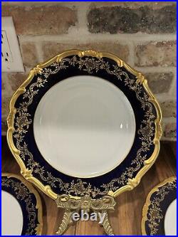 Set of 4 Echt Weimer Kobalt Katharina 20003 Blue Gold 10.5 Dinner Plates