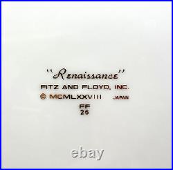 Set of 4 Fitz & Floyd RENAISSANCE Black and Buff Gold Band 10.25 Dinner Plates