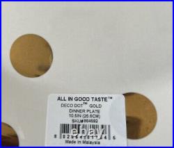 Set of 4 Lenox Kate Spade Dinner Plates Gold Deco Dot 10.5 New with tags