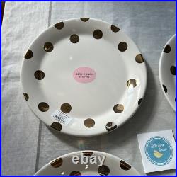 Set of 4 Lenox Kate Spade Dinner Plates Gold Deco Dot 10.5 New with tags