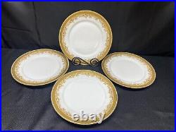 Set of 4 Limoges William Guerin Gold Rim Dinner Plates 9 3/4