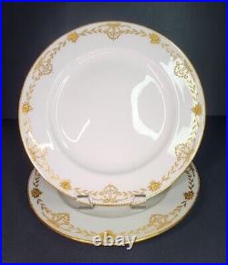 Set of 4 MINTONS BURLEY & CO Raised Gold Dinner Plates Rose Gilt Ribbons ANTIQUE