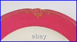 Set of 4 Minton Ruby Boarder Gold Decorated Dinner Plates 10 3/4 Inches Mintons