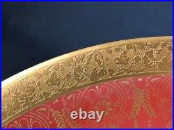 Set of 4 Royal Bavarian Hutchenreuther 10&3/4 Dinner Plates Red Gold Encrusted