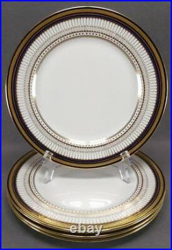Set of 4 Royal Doulton RA6980 Cobalt & Gold 10 3/8 Dinner Plates C. 1923-1931