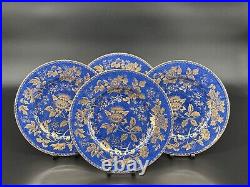 Set of (4) Wedgwood TONQUIN Blue & Gold 10.75 Dinner Plates, Pattern W765