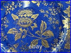 Set of (4) Wedgwood TONQUIN Blue & Gold 10.75 Dinner Plates, Pattern W765