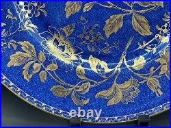 Set of (4) Wedgwood TONQUIN Blue & Gold 10.75 Dinner Plates, Pattern W765