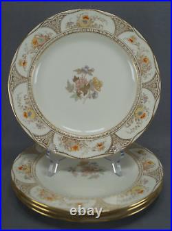 Set of 4 Wedgwood X2404 Hand Colored Floral & Gold 10 Inch Plates C. 1878-1891