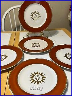 Set of 5 Collectible Vintage Dinner Plates SYRACUSE CHINA Man head gold Pattern