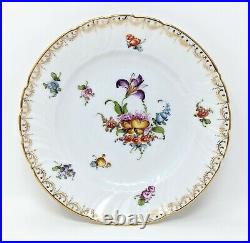 (Set of 5) Dresden Germany Porcelain Floral Gold Hand Painted Plate 7 1/3