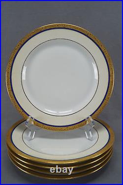 Set of 5 Heinrich & Co Cobalt Blue & Gold Encrusted 9 7/8 Inch Dinner Plates