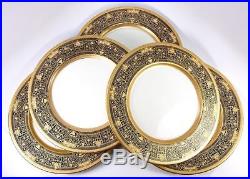 Set of 5 Stunning Lenox Raised Gold Enamel & Cobalt 10 3/8 Dinner Sized Plates
