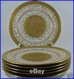 Set of 6 Dinner Plates Royal Bavarian Hutschenreuther 22K Gold Swag Vintage