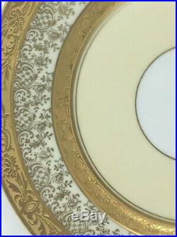 Set of 6 Heinrich & Co. Selb Bavaria Osborne Gold Encrusted Dinner Plates 11