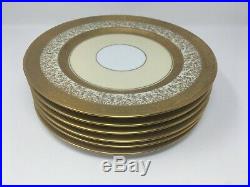 Set of 6 Heinrich & Co. Selb Bavaria Osborne Gold Encrusted Dinner Plates 11