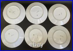 Set of 6 Jean Pouyat Limoges Hand Painted Forget-Me-Knots with Gold Dinner Plates