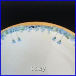 Set of 6 Jean Pouyat Limoges Hand Painted Forget-Me-Knots with Gold Dinner Plates