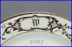 Set of 6 Limoges Hand Painted Floral & Gold W Monogram 9 5/8 Dinner Plates B