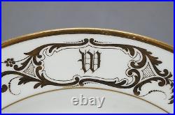 Set of 6 Limoges Hand Painted Floral & Gold W Monogram 9 5/8 Inch Dinner Plates