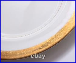 Set of 6 Mikasa HARROW Dinner Plates Gold Encrusted Rim Excellent