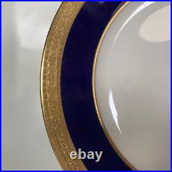 Set of 6 Morgan Belleek Gold Encrusted Cobalt 9 Dinner Plates
