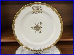 Set of (6) Pickard Gold Decorated & Monogrammed Haviland Limoges Dinner Plates