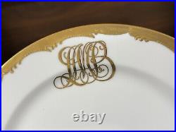 Set of (6) Pickard Gold Decorated & Monogrammed Haviland Limoges Dinner Plates