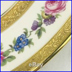 Set of 6 Rosenthal Bavaria Ivory Gold Encrusted Dinner Plates 11 Inch Floral