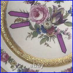 Set of 6 Rosenthal Bavaria Ivory Gold Encrusted Dinner Plates 11 Inch Floral