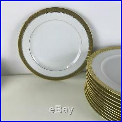 Set of 6 Rosenthal The Bristol Dinner Plate Gold Encrusted Banded 2 set