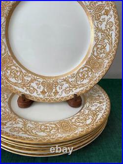 Set of 6 Royal Worcester EMBASSY GOLD Dinner Plates England Bone China