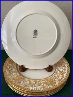Set of 6 Royal Worcester EMBASSY GOLD Dinner Plates England Bone China