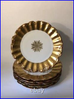 Set of 6 Straus & Sons Limoges Gold Rim/Band 9 3/4 Dinner/Luncheon Plates
