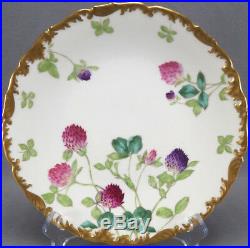 Set of 6 T & V Limoges France Clover Flowers & Gold Dinner Plates C. 1907-1919