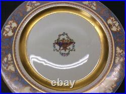 Set of 6 Vintage Black Knight Dinner Plates 10-3/4 in Diameter Blue with Gold