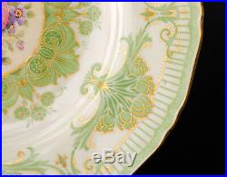 Set of 7 Royal Worcester Vtg 1933 Hand Painted Floral Gold Gilt Dinner Plates