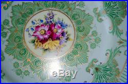 Set of 7 Royal Worcester Vtg 1933 Hand Painted Floral Gold Gilt Dinner Plates