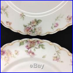Set of 8 Haviland Limoges Double Gold Dinner Plates Pink Floral 39d