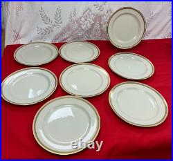 Set of 8 PCS. Lenox Dinner Plates- Ivory Porcelain Gold Rim-7 T53