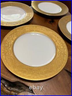 Set of 8 Royal Bavarian Hutschenreuther Antique Gold Gilt Dinner Plates