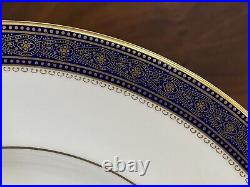 Set of (8) Royal Doulton ROCHELLE Cobalt & Gold Bone China 10 5/8 Dinner Plates