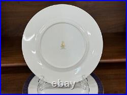 Set of (8) Royal Doulton ROCHELLE Cobalt & Gold Bone China 10 5/8 Dinner Plates