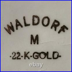 Set of 8 dinner plates antique Waldorf 22kt gold trim dancing couple vintage