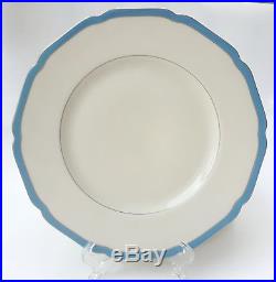 Set of 9 Black Knight Dinner Plates Blue & Gold Scalloped Rim 10 1/8 Vintage