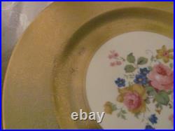 Set of Five Vintage Pickard Heavy Gold Border Dinner Plates Mid 20th Century