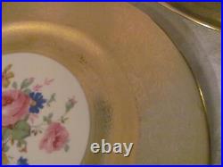 Set of Five Vintage Pickard Heavy Gold Border Dinner Plates Mid 20th Century