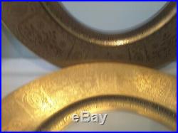 Set of Four T K Thun Bavaria 24Kt Gold Encrusted Dinner Plates