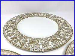 Seven Dinner Plates 11 Wedgwood Bone China Florentine Gold W4219