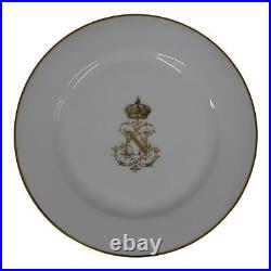 Sevres Napoleon III Service Des Bals Gold Monogram 9 Plate circa 1846 N Crown